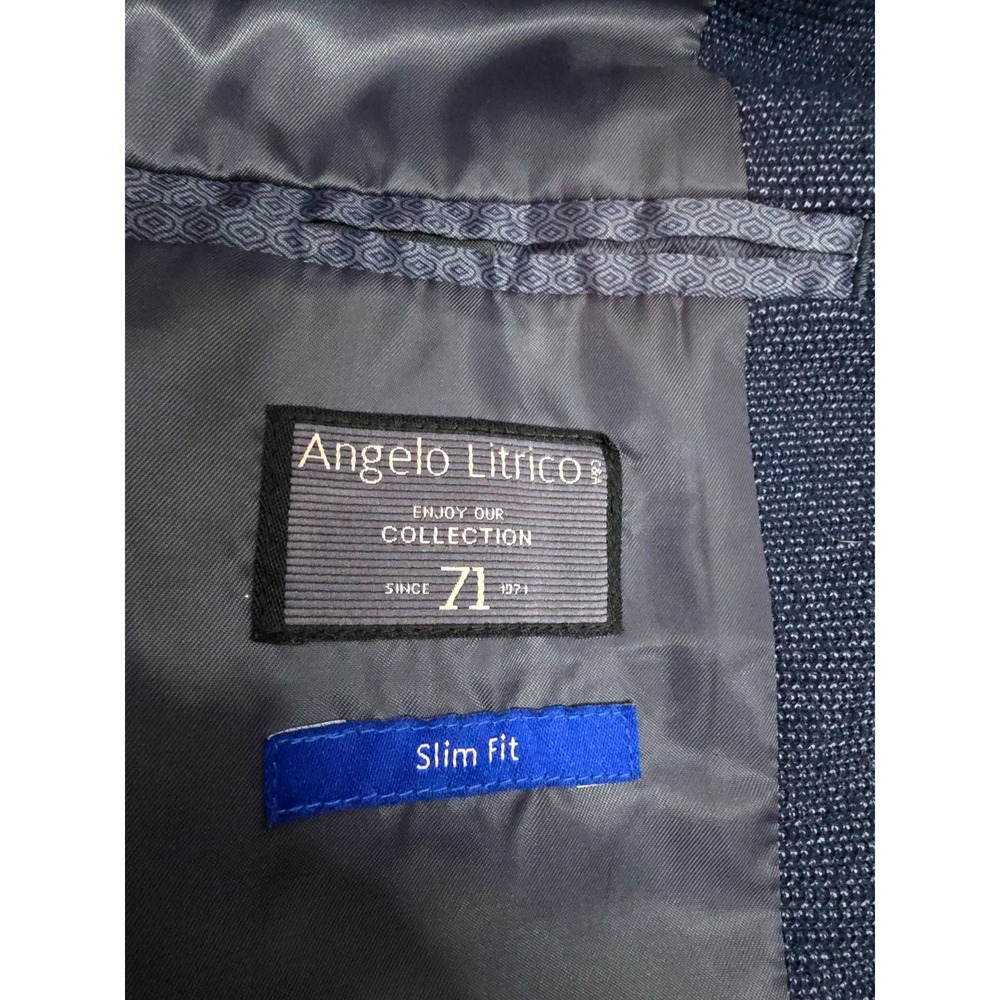 Angelo Litrico Blue Textured Slim Fit Two Button Top Stitch Sport Coat US 42 - Picture 7 of 14